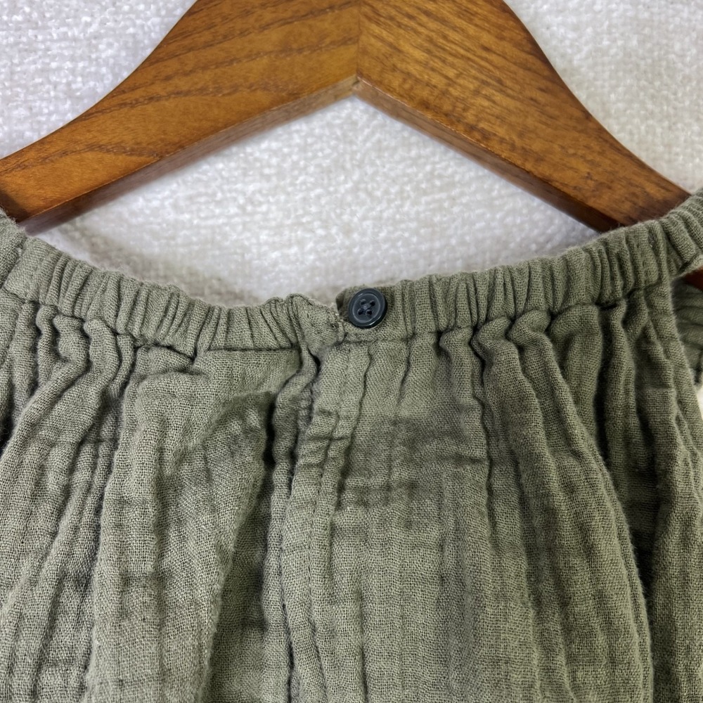 Gap 100% Cotton Romper Green Tea Boho Lagenlook Coastal Gauze Women's Size L - Picture 5 of 8